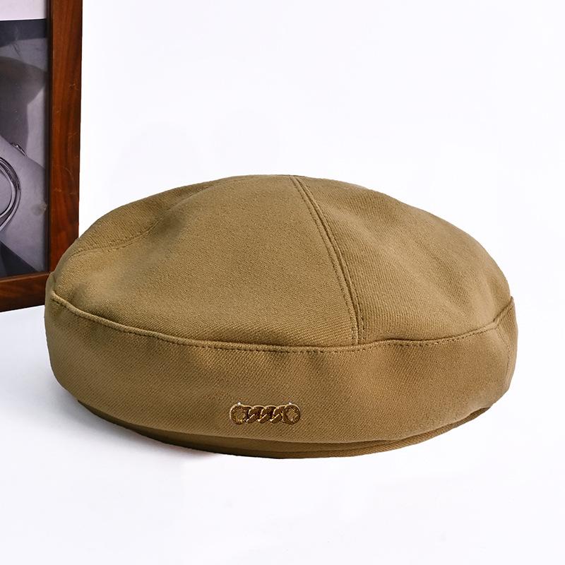 

Милая универсальная шляпа, подчеркивающая лицо, маленькая шляпа-тыква, весенне-осенняя шляпа с металлической этикеткой, женская повседневная шляпа художника One Size