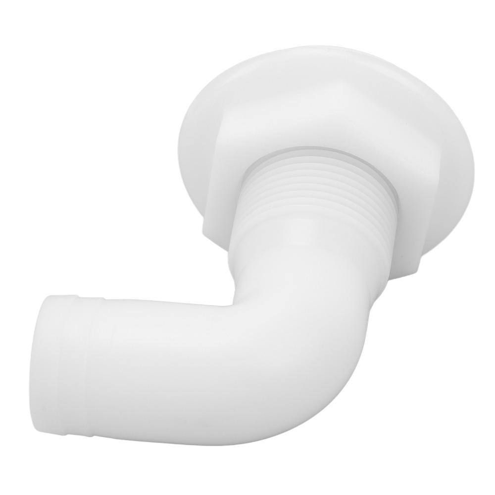 Rugged Leakproof Marine Thru Hull Connector Ergonomic Black Thru Hull Fitting White 90-Degree Fitting Yacht