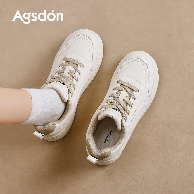 Agsdon Women s Platform Lace-Up Casual Sneakers 37