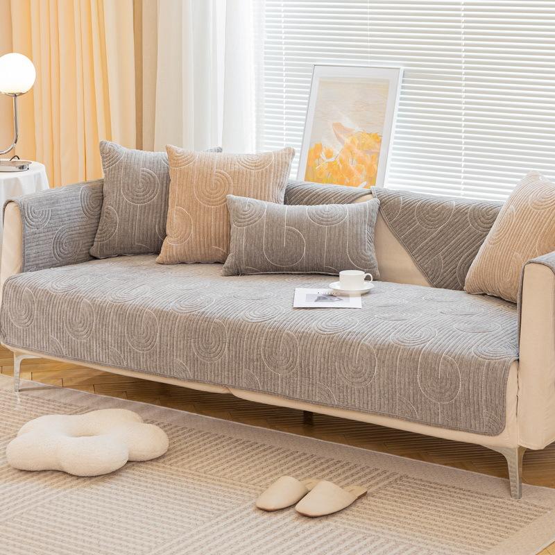 

Новая подушка для дивана из шенилла, универсальная противоскользящая подушка для всех сезонов, простой чехол для дивана в современном стиле для гостиной, тканевое полотенце 70*70cm