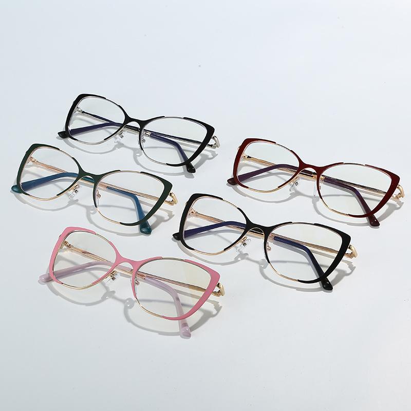 New Internet celebrity no makeup glasses women's fashion casual trend metal optical mirror frame student cat eye versatile