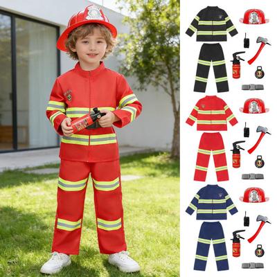 8 Pcs Kids Fireman Costume Set Firefighter Dress-Up Set with Extinguisher Birthday Party