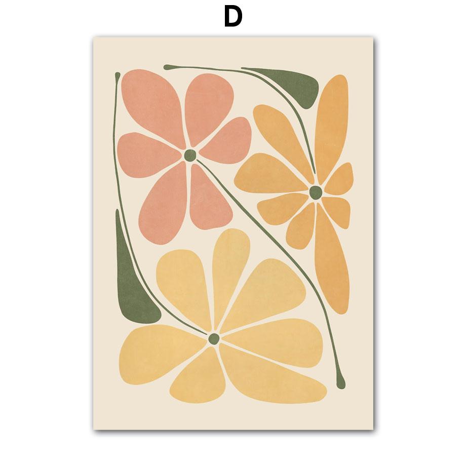 Abstrakter Blumenmarkt Pfingstrose Gänseblümchen Blätter Wandkunst Leinwand Malerei Vintage Poster und Drucke Bild für Wohnzimmer Heimdekor