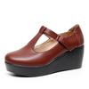 6cm Small Size 32-43 Vintage All Match Comfortable Shallow Soft Leather Mary Janes 2025 Fall Med Heels Platform Wedges Shoes Mom
