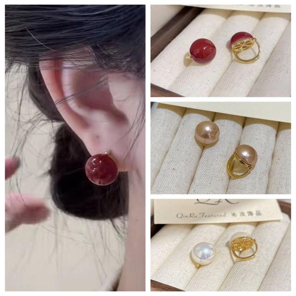 

Dripping Oil Stud Earrings Zinc Zinc Alloy Half Round Bead Earring Vintage Pearl Earring Girls