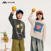 T-shirt da ragazzo 2025 Autunno Larga Stile Coreano con Stampa alla Moda