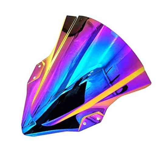 Motorcycle Windshield Iridium Windscreen with Black Nuts and Bolts for Kawasaki Ninja 400 2018 2019 Fasteners, (Deep Iridium)