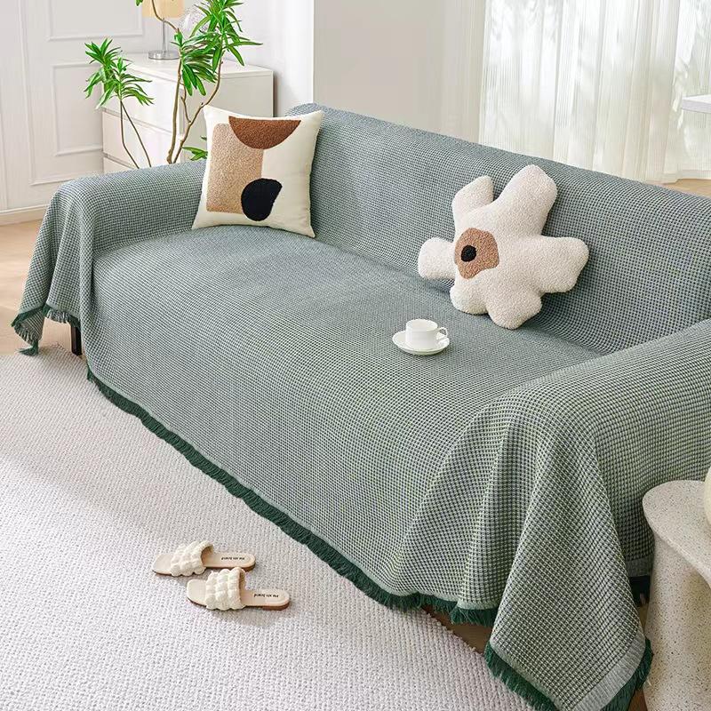 Sofa cushion full cover cloth ins cream wind camping blanket sofa cushion cover sofa towel all-inclusive sofa cover for all seasons