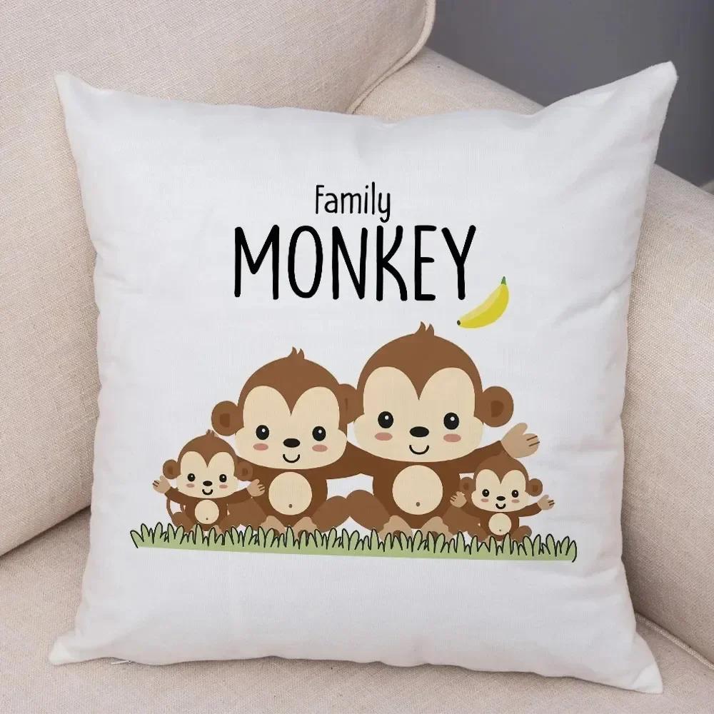 Luxury Home Decor Pillow Cover Car Living Room Sofa Cushion Cover Animal Family Pattern Cushion Cover
