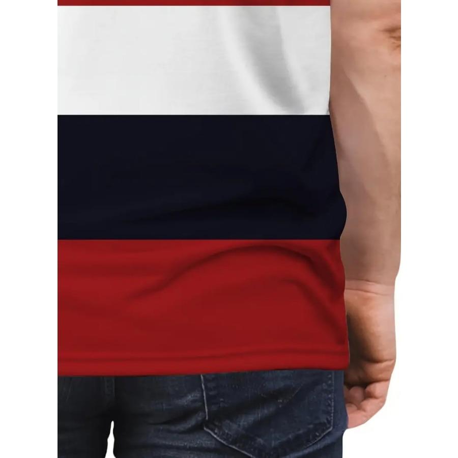 Men Bird Striped T Shirt Short Sleeve O-Neck TShirt Vintage Sport Casual Large Size T-Shirts Men’s