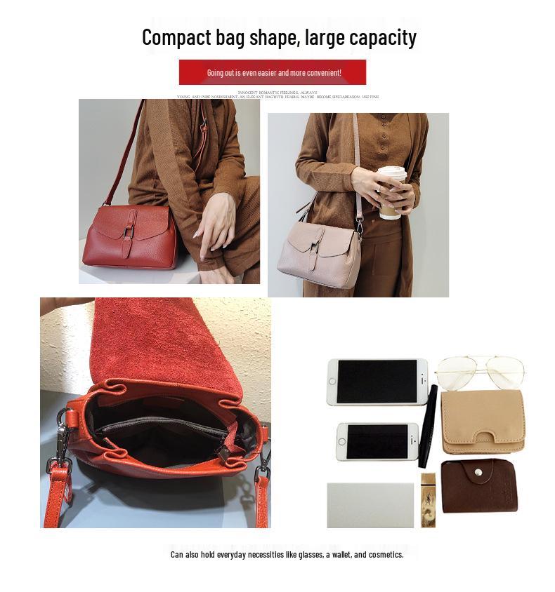 Women's Genuine Leather Cowhide Shoulder Crossbody Bag - Trendy, Versatile, and Soft