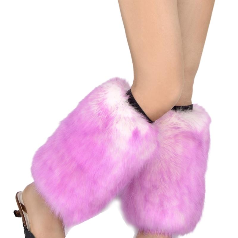 Boot Cuffs Leg Warmers Winter Warm Outdoor Fashion Vibrant Neon Fluffy Faux Fur Boots Cover Thick Calf Socks for Women