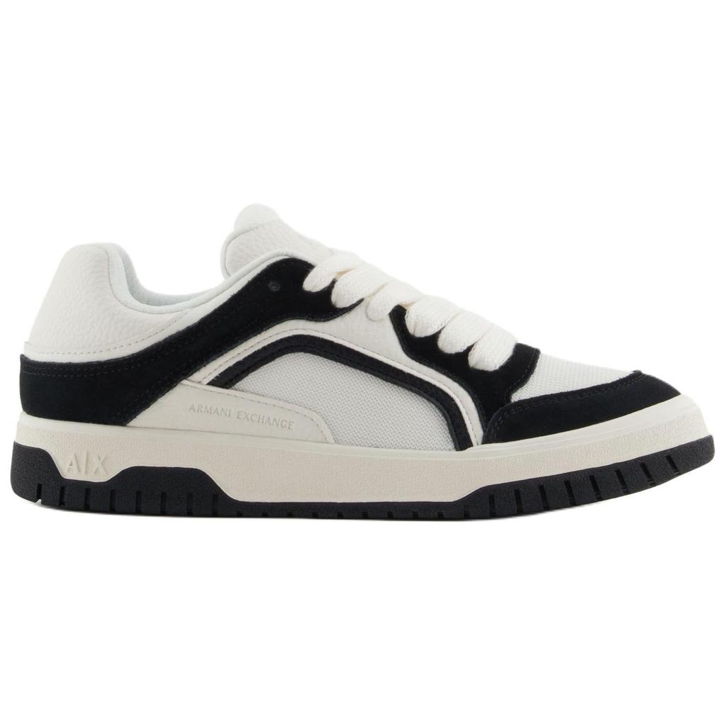 Armani Exchange Round Toe Lace-Up Color Block Oversized Sneakers Low Top Men sneakers Black White XUX258XV935N480