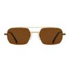 New European American Style Men's Aviator Sunglasses Retro Double Bridge Metal Square Frame Ready Stock 14114