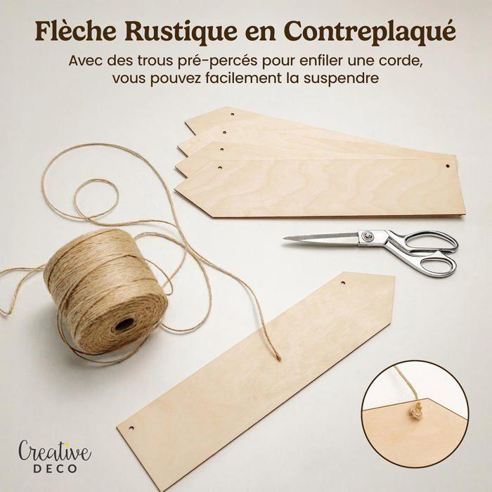 Lot De 5 Pendentifs En Forme De Flèches Grandes - Creative Deco - 40 X 9 Cm - Contreplaqué Non Traité