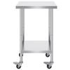 Stainless Steel Work Table Commercial Prep Table 24x24 Inch With 4 Casters