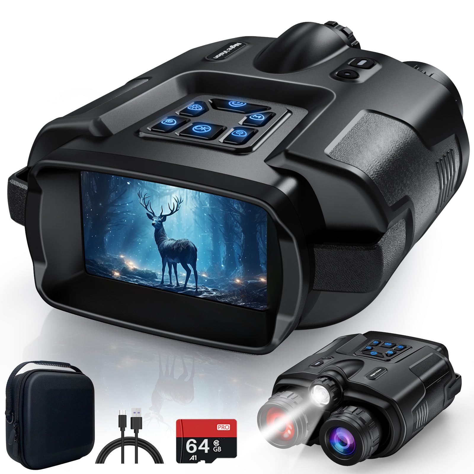 

Bopwavy Night Vision Scope Night Vision Shooting up to 600m Night Scope 2-in-1 Night Vision Mirror with Light 3 Inch 8X Digital Zoom USB Rechargeable