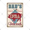 Dad's BBQ Party Metal Tin Plaque Retro Tin Signs Barbecue Rules Slogan Plate Vintage Grill Poster Yard Garden Kitchen Wall Decor