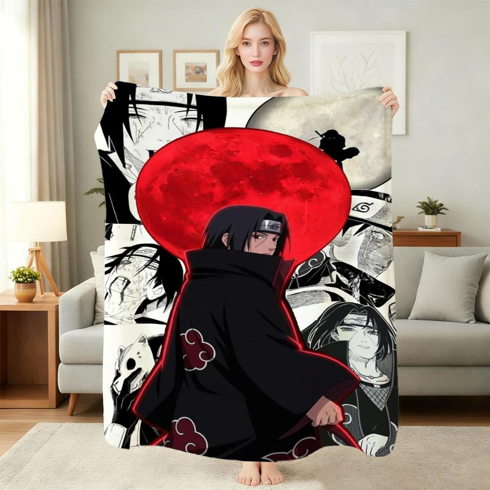 Itachi'S Moon Night Cartoon Flannel Blanket Warm Comfortable Fleece Blanket For Living Room Bedroom Recliner Lightweight Home Decor Gift For Friends