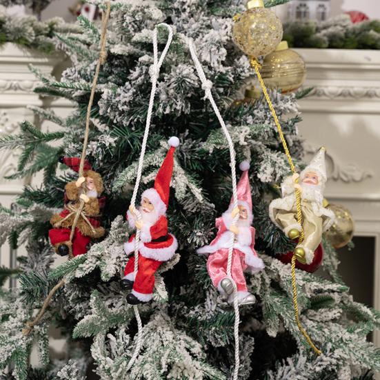 Climbing Santa Claus Xmas Tree Hanging Decoration Santa Claus Climbing On Rope Ornament for Christmas Tree Home Party Decor