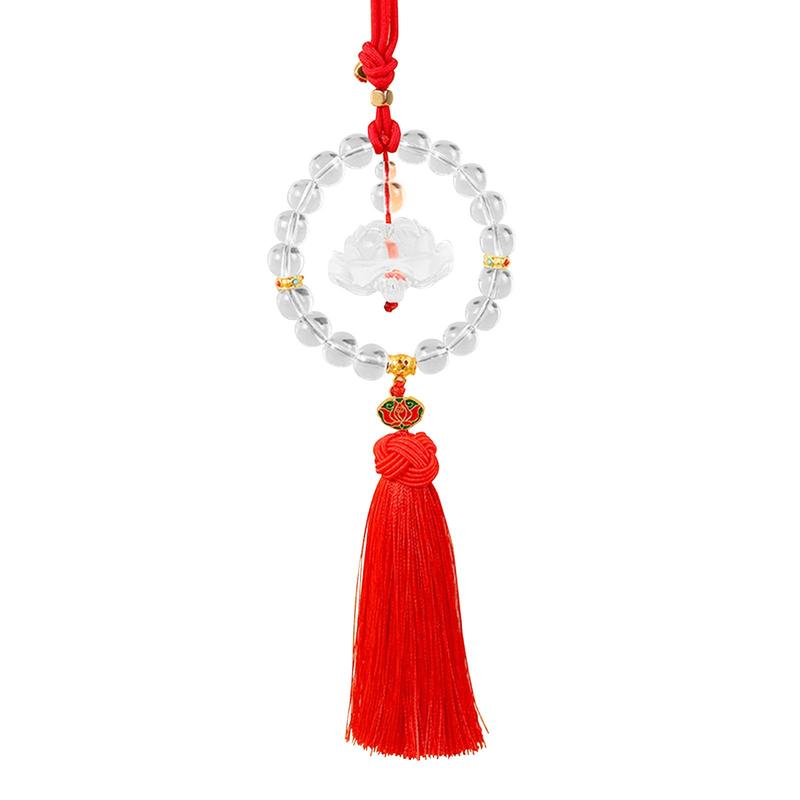 Miroir Rétroviseur Suspendu Lotus Gland en Verre Charme de Voiture Ornement pour Intérieur de Voiture et Décoration de Maison
