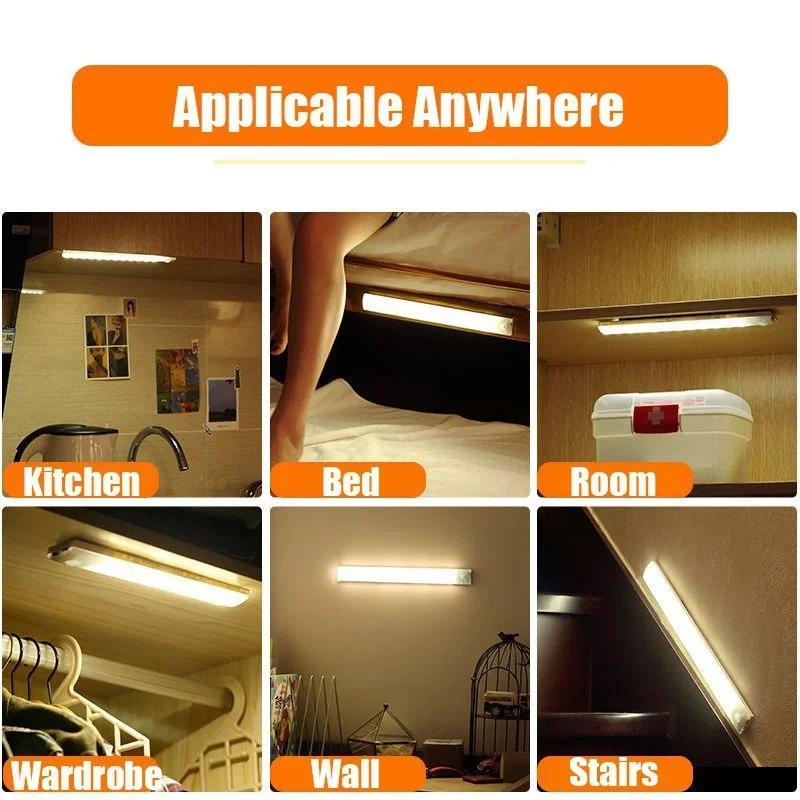 7/12/20LEDs Cabinet Lights Kitchen Closet Wardrobe Night Lamp Ultra Thin USB Rechargeable PIR Motion Sensor Cabinet Night Light