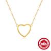 Minimalist Heart Pendant Necklace Women Sterling O-Link Chain Fashionable Jewelry