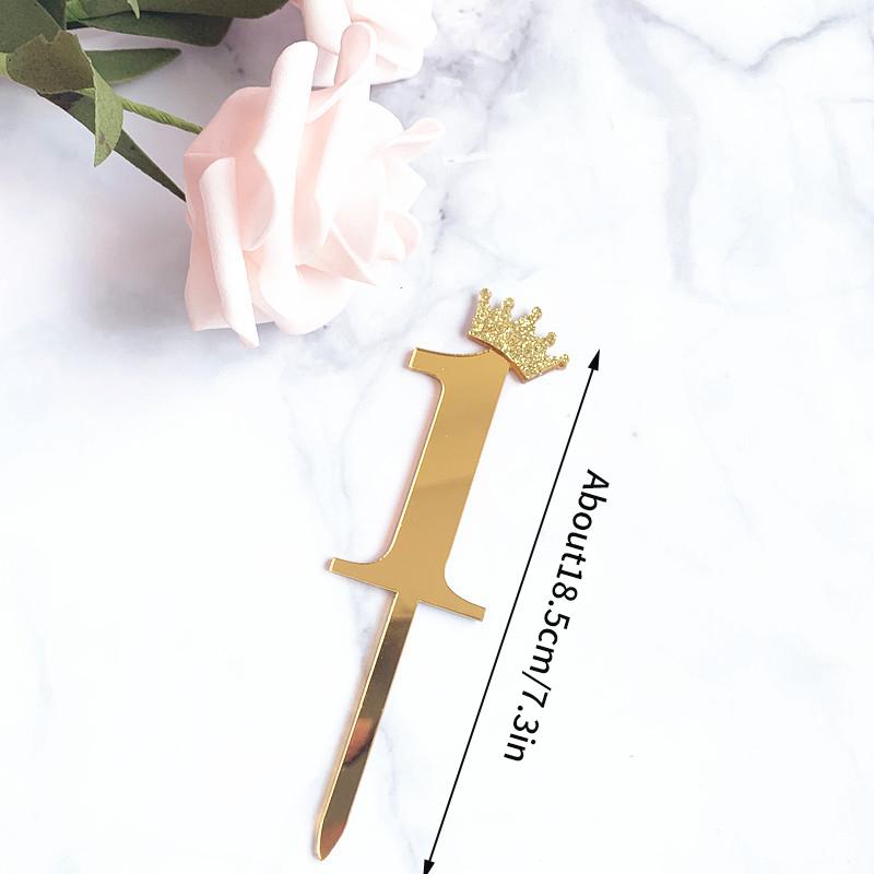 INS 0-9 Number Acrylic Mirror Cake Toppers For Kids Adults Birthday Party Supplies Wedding Anniversary Days Cake Decorations