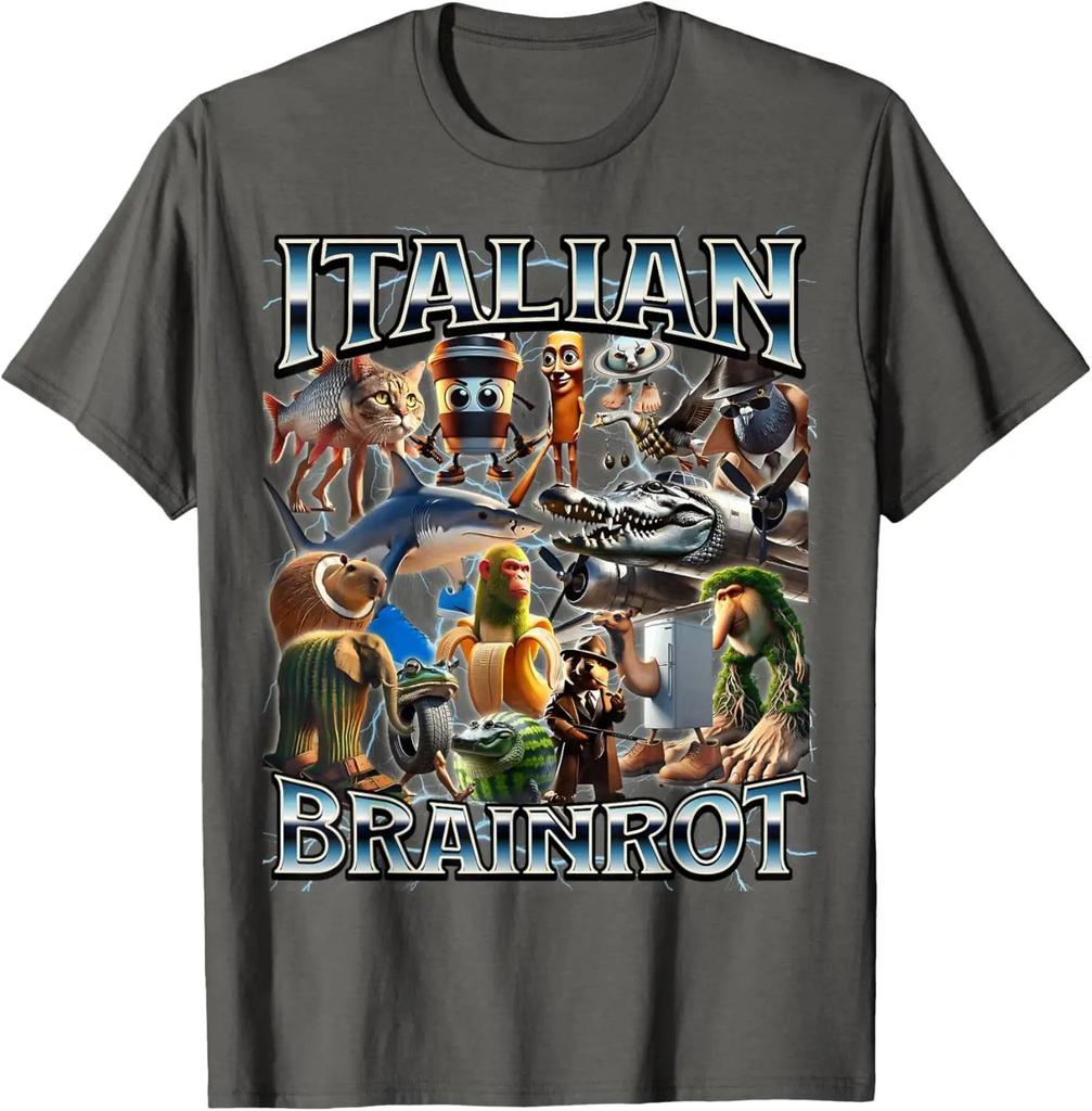 Bombardiro Crocodilo Italian Brainrot Meme T-Shirt Men's Women's Short Sleeve Cotton Tees Funny Graphic Y2k T-shirt Summer Tops