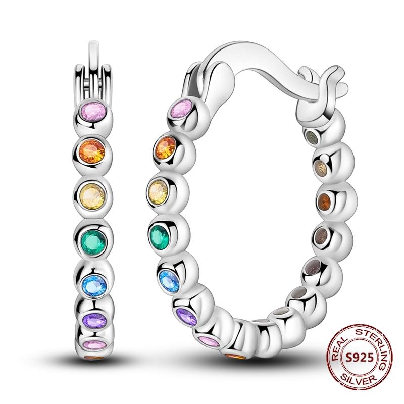 Purple Zircon Hoop Earrings 925 Silver Original U-shaped Liquid Metal Love Heart Fashion Earrings For Women Jewelry