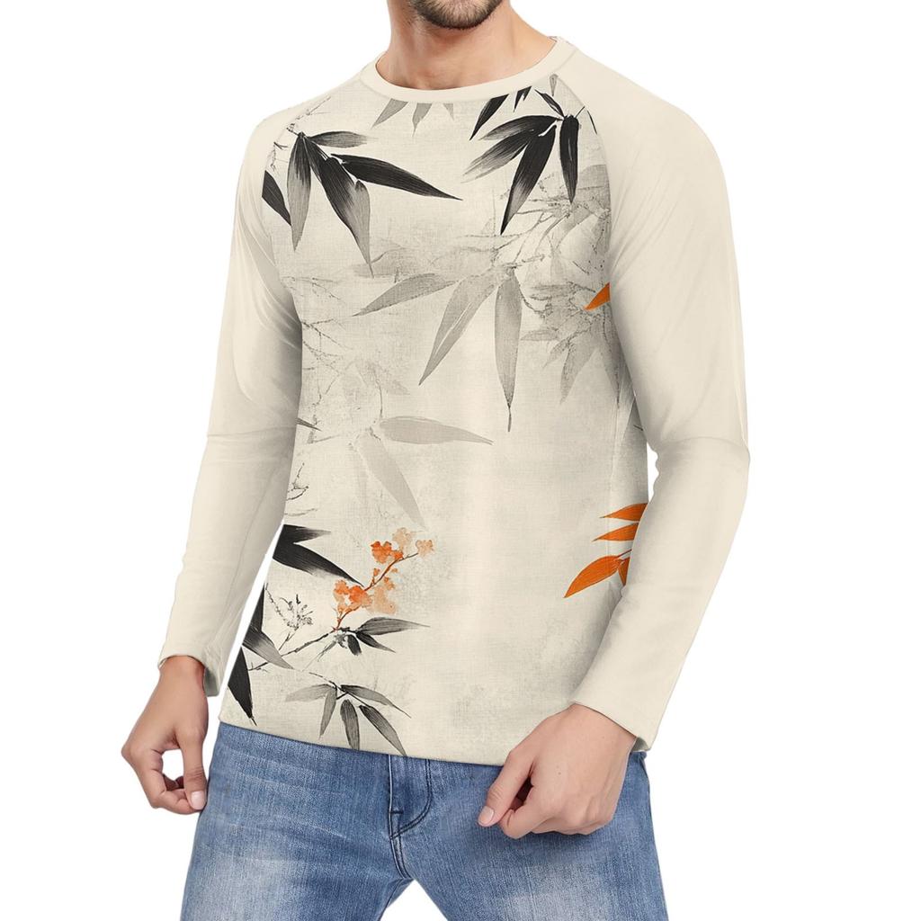 Pánské módní tištěné raglánové sportovní tričko s dlouhým rukávem