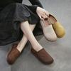 2026 Spring New Hollow Out Ventilated Slip On Soft Sole First Layer Cowhide Women Shoes