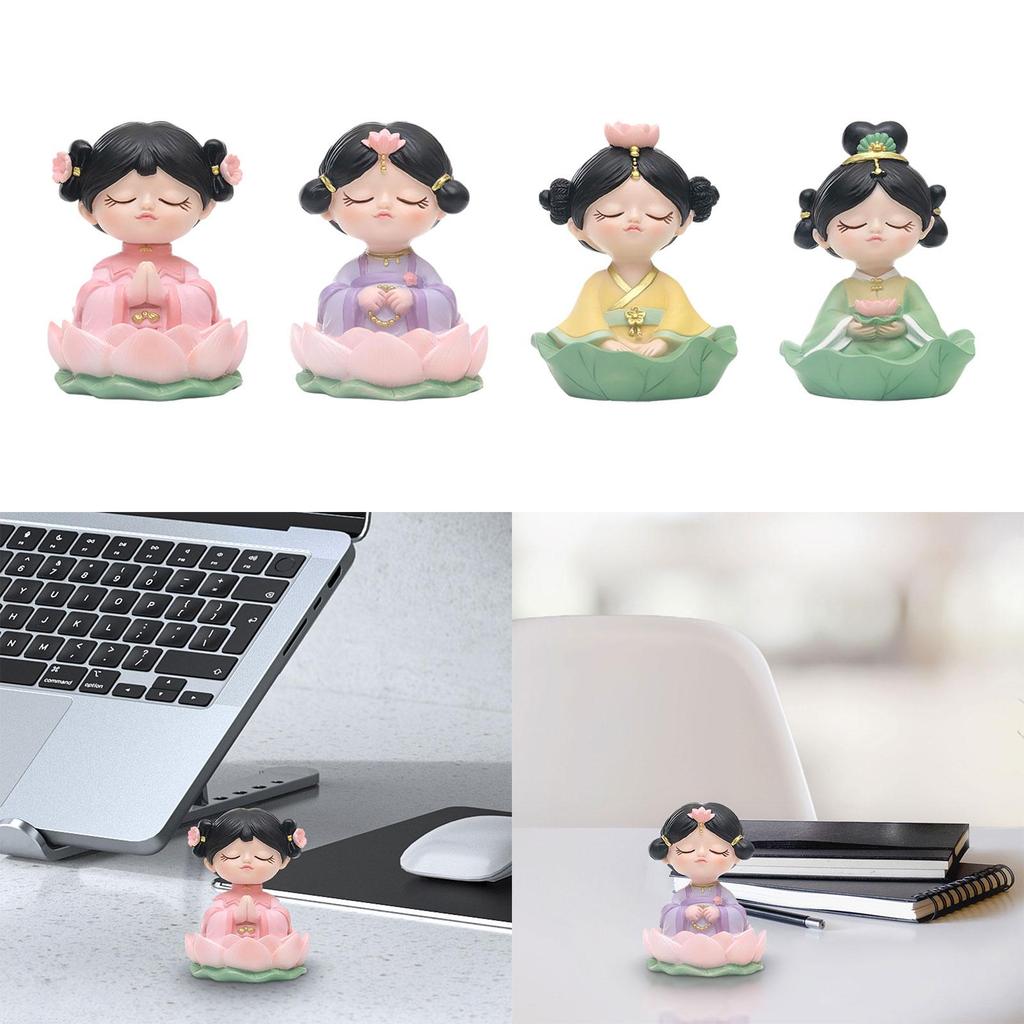 Girl Mini Statue Desktop Decoration Craft ,Creative ,Miniature Figurine Buddhist Girl Figurine for Cake Decoration Bedroom