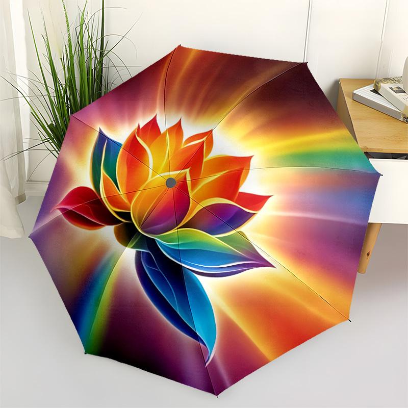 

1pc Lotus Flower Automatic Umbrella Portable Home Essential Umbrella, Iron Umbrella Structure Suitable for All Seasons yy251123196