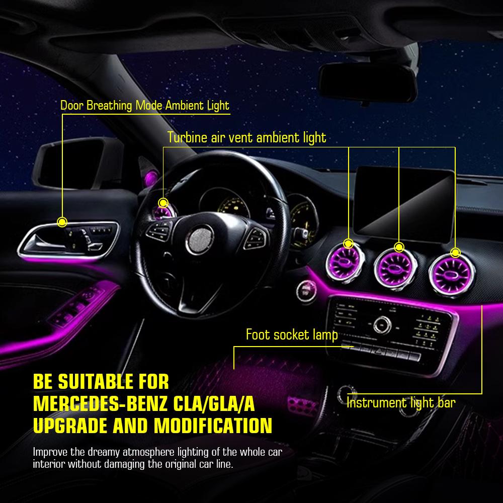 64/12 Colours Ambient Lights APP Led Car Air Vents Turbine Nozzle Decorate Lamp for Mercedes-Benz A/CLA W176/CLA W117/GLA W156
