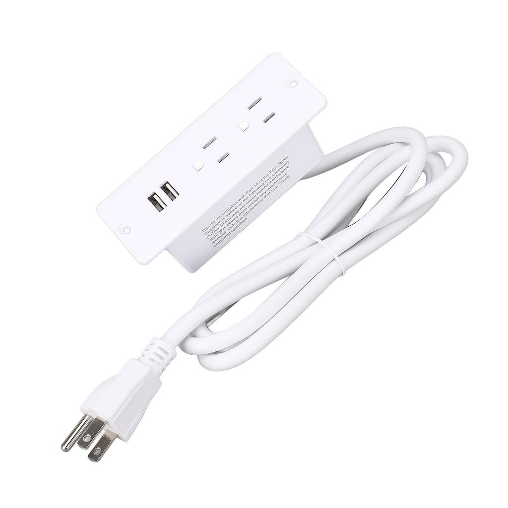Conference Recessed Power Strip Table Furniture Outlet 2 AC Sockets 2 USB Ports 1.5m Cord