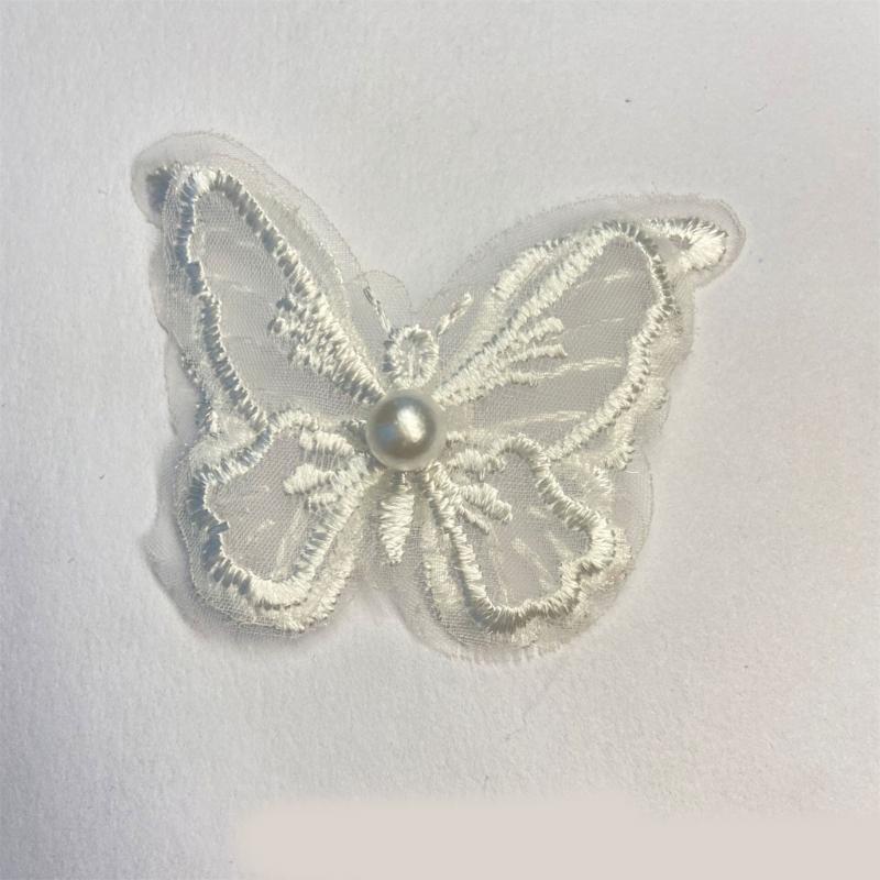 Fabric Pearls Embroidered Butterfly Sewing Accessories For Craft And Fashion