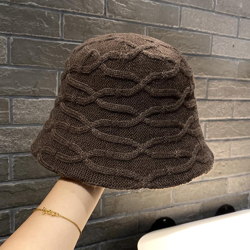 Spring and Autumn New Bucket Hat Women's Fashion Retro Knitted Basin Hat Warm Bucket Hat