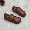Johnature Handmade Genuine Leather Loafers Round Toe Soft Sole Casual Women's Flat Shoes