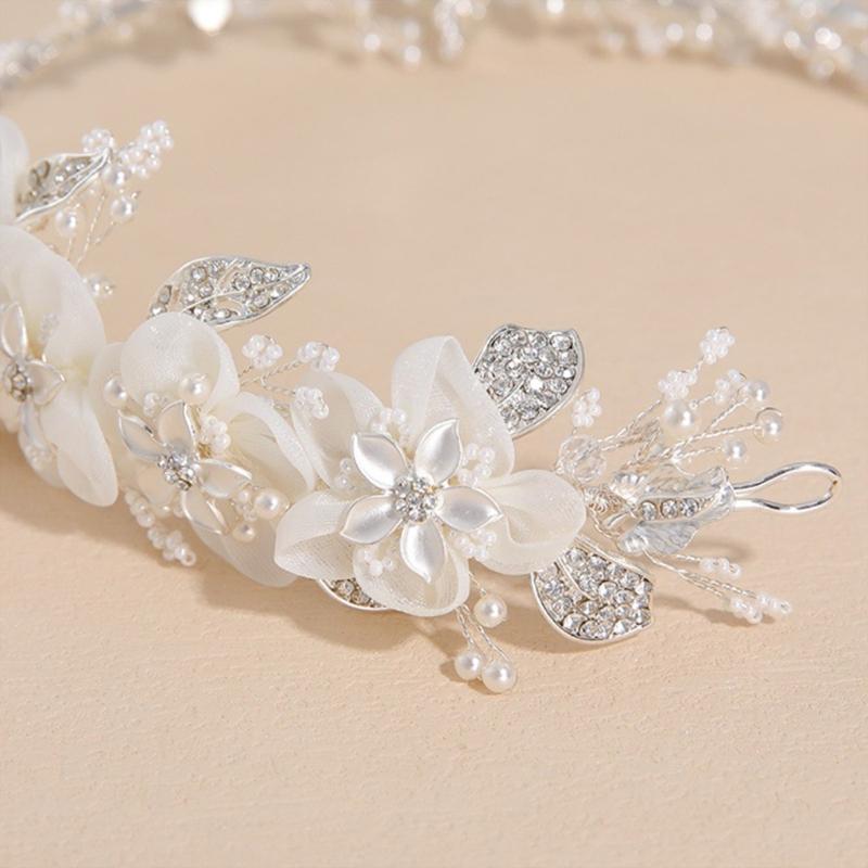 Elegant Asymmetric Snowflake Bridal Tiaras Made Of Copper Alloy With Simulated Pearls For Special Occasions