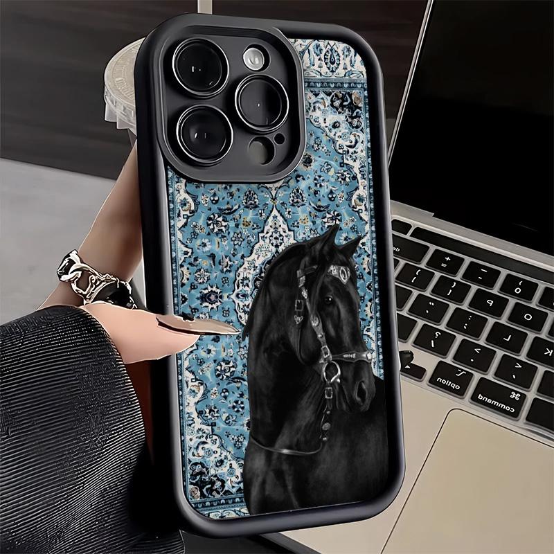 Phone Case for iPhone 17 Air 16E 15 16 Pro Max Horse Art Aesthetics Cover 14 Plus 13 12 Mini Soft Shell Silicone Fundas