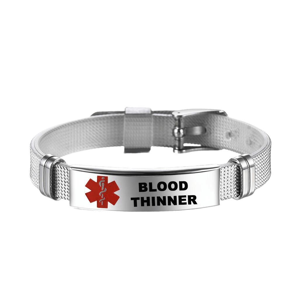 Adjustable Stainless Steel Medical Alert ID Bracelet for Type 1 Diabetes Men Women ICE Emergency Jewelry