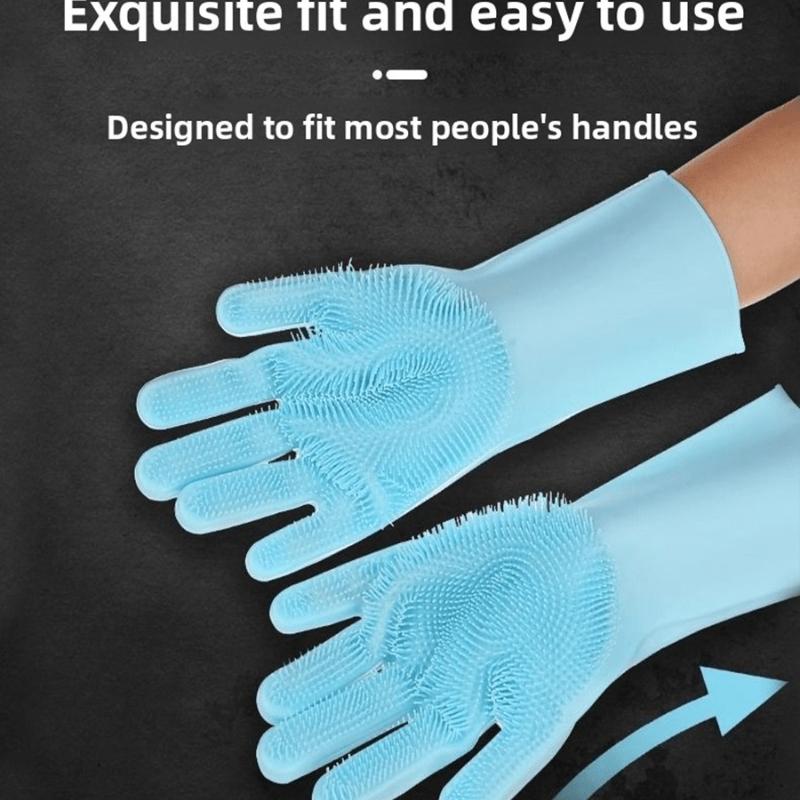 Evcil Hayvan Bakım Eldivenleri - Isıya Dayanıklı Silikon Eldivenler, Yüksek Yoğunluklu Dişli, Köpekleri ve Kedileri Yıkamak ve Masaj Yapmak İçin Geliştirilmiş Beş Parmaklı Tasarım