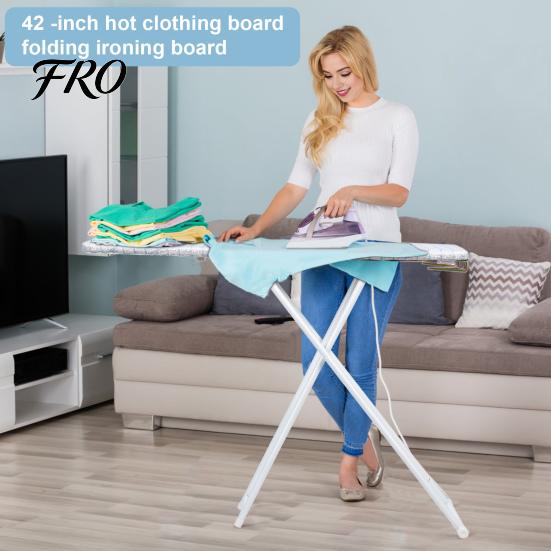 Home Folding Tabletop Ironing Board Board, Full-Size Foldable Household Extended Desktop Outside with Heat-Resistant Cover (42 inch, Blue Plaid