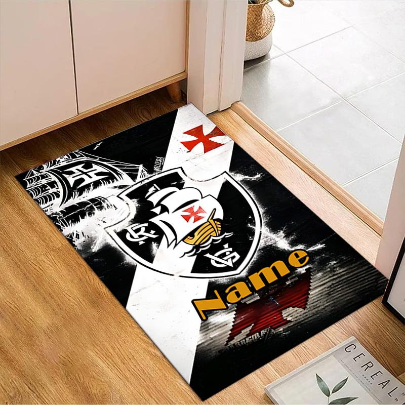 Custom Name Vasco da Gama Crest Rug Game Carpet, Floor Mat for Bedroom Living Room Entryway Rug, Home Decor Idea Gift for Christmas birthday