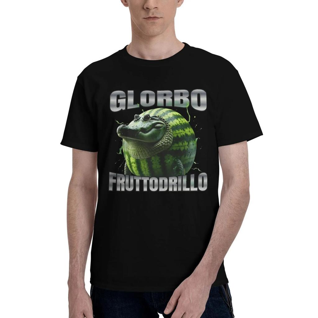 Glorbo Fruttodrillo Lustiges Italienisches Brainrot Meme T-Shirt Hip Hop T-Shirts Kurzarm Oberteile Sommer Baumwolle Übergröße 5XL Top Tees