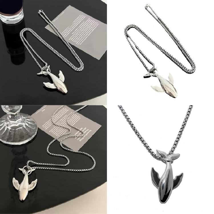 Contemporary Necklace Stainless Steel Whale Pendant Necklace Unique Neck Jewelry