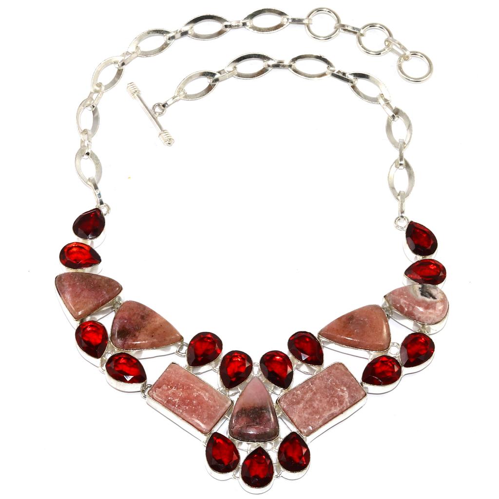 Rhodochrosorite Garnet Gemstone Jewelry Necklace 16-18''