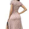 Womens Heart Print Ribbed Nightgown Sexy Lace High Slit Bodycon Midi Sleep Dress Short Sleeve Cute Y2K Style Loungewear Homewear