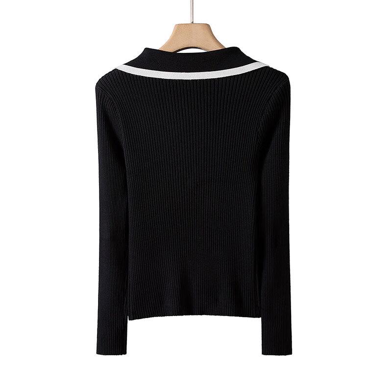 Elegantes Damen Strickoberteil mit Reißverschluss, Slim Fit, lange Ärmel